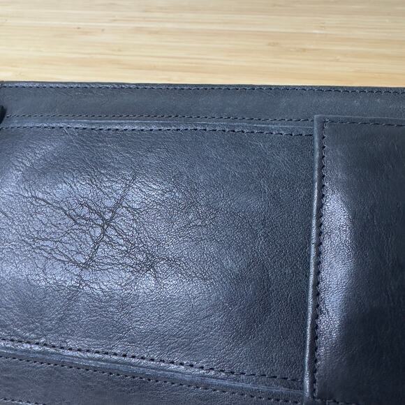 Vintage Laura Gayle Leather Wallet Black Wristlet Crossbody Deadstock NWT - Picture 6 of 10